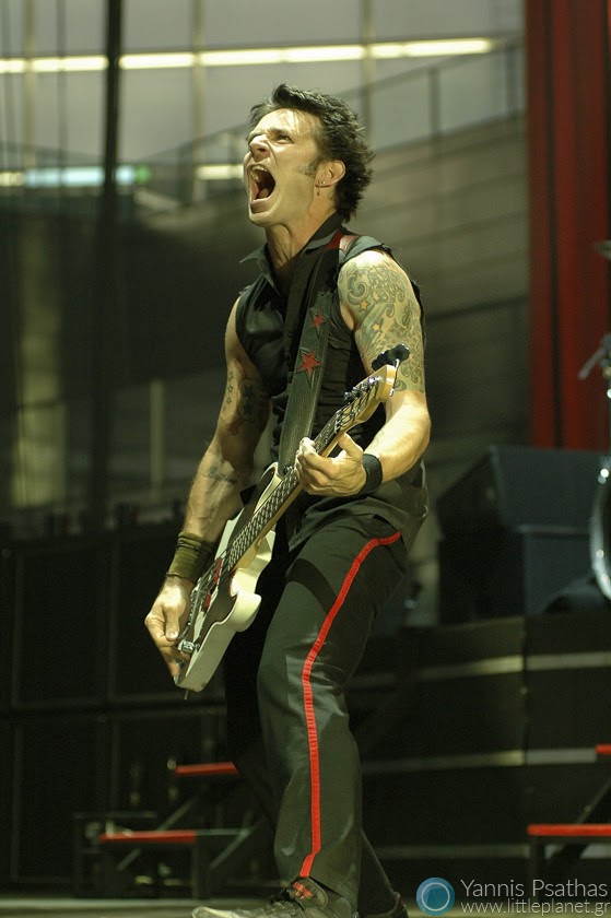 Mike Dirnt performing live with Green Day in Madrid, Rolling Stone Magazine